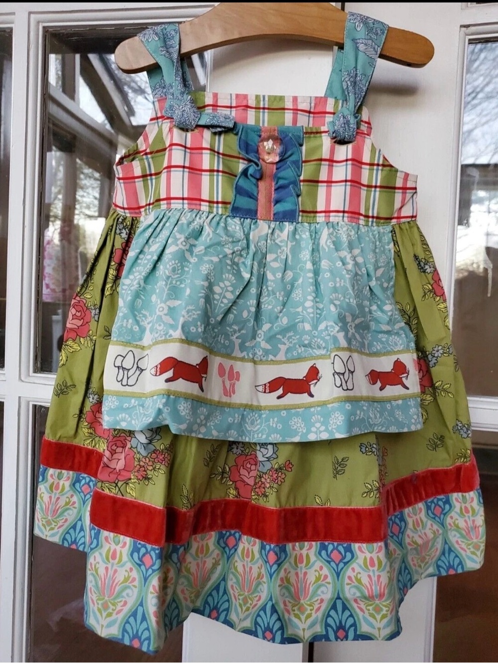 Matilda Jane Girl's Good Cheer Apron Dress Fox Holiday Size 2T